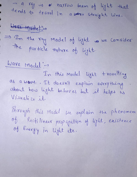 - A ray is & narrow beam of light that tends to travel in astro straight line. Have mode In the say model of light as we cons
