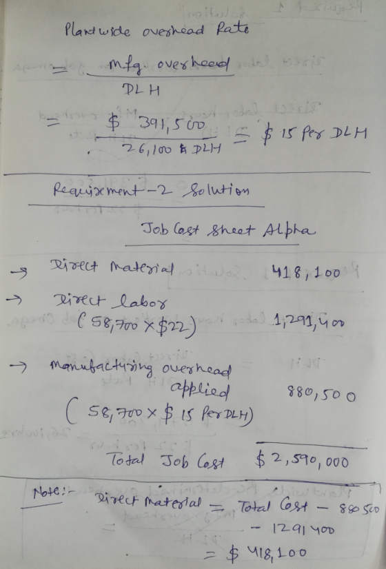 Plant wide overhead Rate mfg. overhead del tris I spa DLH b ost ? $ 391,500 $ 15 per DLH 26,100 ÅDLY ? Requisement - 2 Soluti