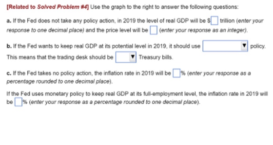 Related to Solved Problem #4] Use the graph to the right to answer the following questions: a. If the Fed does not take any p