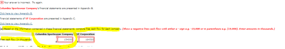 x Your answer is incorrect. Try again. Columbia Sportswear Companys financial statements are presented in Appendix B. Click