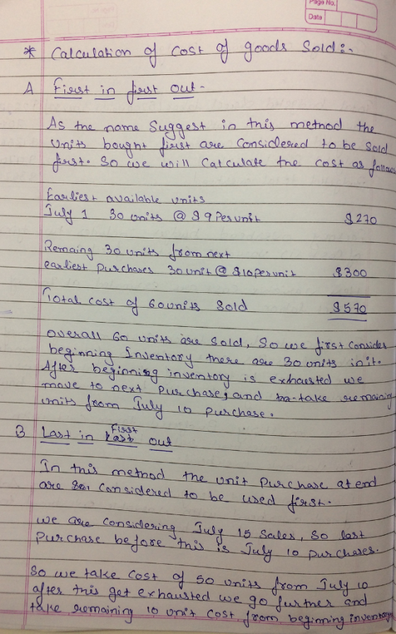 Page No. Date this metnad th 130 tmts @g Pesunib $210 3c earliest pschases 3auntt slspeuni 3300 aL 3 540 u) e we a Consiclesine iy 15 Seles So last take Cost a nyen