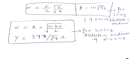 E = A B = wine for <= B = juliol y = 3 77/jeru I Lossy (y shawe) dielectric B medurn for Lossy . dielectric medium yoyowe .