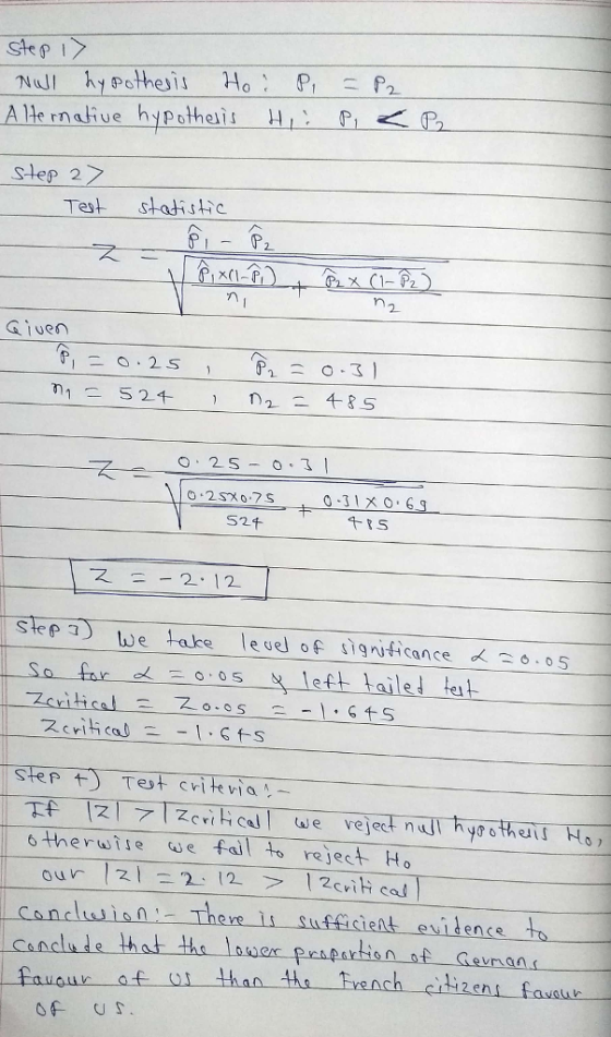 step 17 Stap 2. Test statistic P2 52t スー _2·12 e) we take le uel of significance .oS Step tTet crltevia therwiie e fal to rej