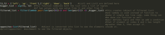 11,12 = [left, up, front],[right, down, back) #Listl and List2 are defined here bigger list = zip(li, 12) #This f