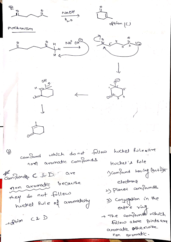NaOH Ho option (c) mechanism Not on co H 3 1 OH a 4 I do not are having (entzia compound which follow huckel Roledare non aro