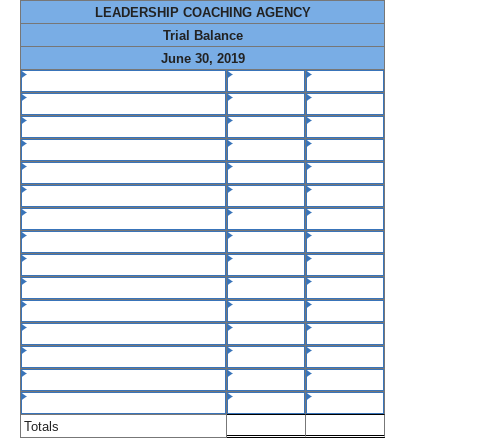 LEADERSHIP COACHING AGENCY Trial Balance June 30, 2019 Totals