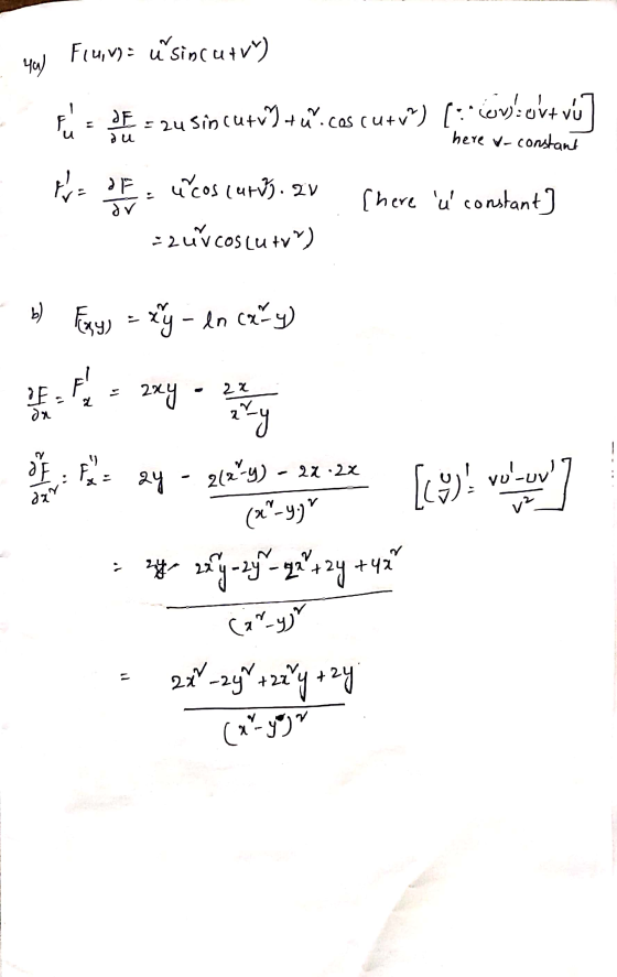 Fruva u sincutvu) ) JE (gy): * ยV+ = 24 sincurv) + u.cos curv”) 4 งบ น 3 น here - constant t, PP u cos curo). 2v =2uv Coscutv