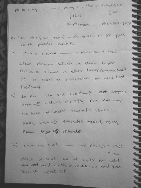7 ph my Br 7 ph-BY & mg Pheong Br l Hal Phar ph-ph+mg Br2 ph cott tmg Byd excess ph-BY gives o when ph mg Br Ph-ph possible r