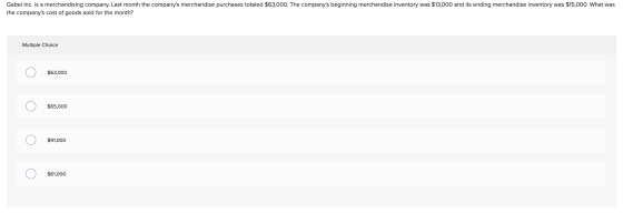 UUULI MIL. 13 . lleluilaluilly Company. Last month the companys merchandise purchases totaled $63,000. The companys beginni