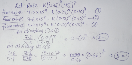 Ret Rate All K (0.24 0.lo) - © Let Rate = K[NHU][NO] from exp-1) 7.2x104 = K (0.24)*(0.10% 0 from exp-(2) 3.68104 = K (0.12)