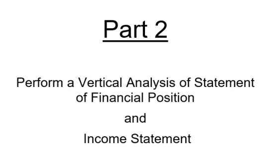 Part 2 Perform a Vertical Analysis of Statement of Financial Position and Income Statement