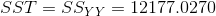 SST=SS_{YY}=12177.0270