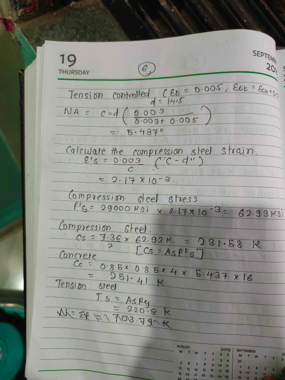 Tension Controlled CEU = 0.005, ECE EA SEPTEMBE 19 6 2011 THURSDAY NA S ed ( d = 1415 ed 0.00 3 + 0.005 5.487 0.003 a Calcul