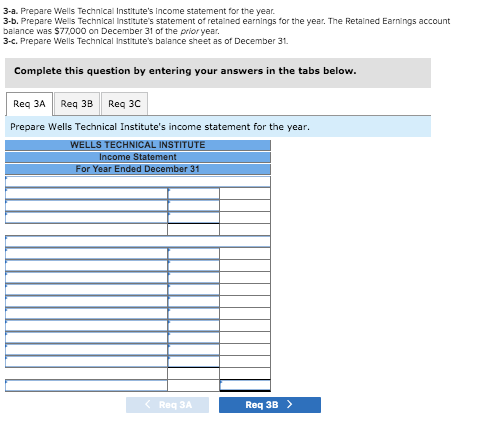 3-a. Prepare Weis Technical Institutes Income statement for the year 3-b. Prepare Weis Technical Institutes statement of re
