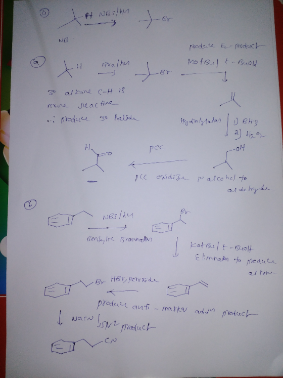 LA NB5jhne NB produce to product Brolhu KotBul t-Buolt 30 alkane C-H is mone reactine an produce 30 halide Hyderlylatan DBH3