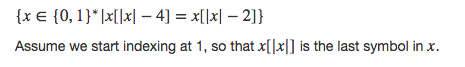 Assume we start indexing at 1, so that xl|x is the last symbol inx.