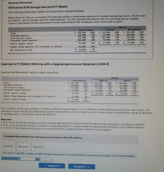 Required Information SB Exercise 6-16 through Exercise 6-17 (Static) The following information applies to the questions displ