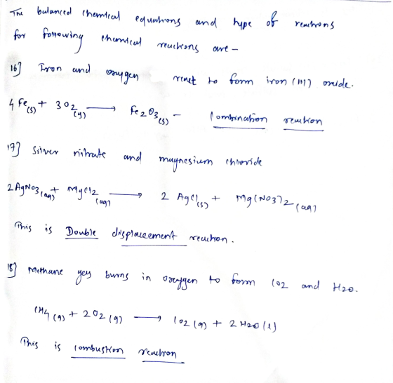 The balanced chemical equations and type for fonowing chemical reactions are of reactions 16 ] Iron and snygen react to form