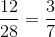 \frac{12}{28}=\frac{3}{7}