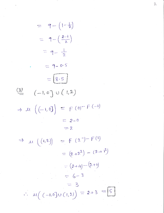 - 1- (1) = 1-() 아을 - 905 ( (-1, 0] (1,2) ㅋ 4 ((-1,]) = F (0) F (1) = 2 0 22. LA (1,2)) = f (2) - F ) = (2+2) ~ (2+3) = (+y-2M