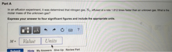 In an effusion experiment, it was determined that