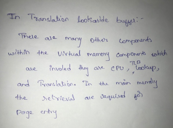 Ir Translation lookaside bus usithin the Urtual mamoy Components TLB and Trentlation th man marr Pogp erty