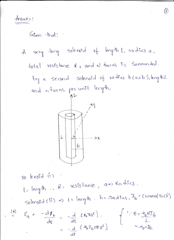 Grven lhat: adiu a, total esfs tane R anduounded by a Second selenoid a dbabn Ver-ld andl turns per unth SX dt clt