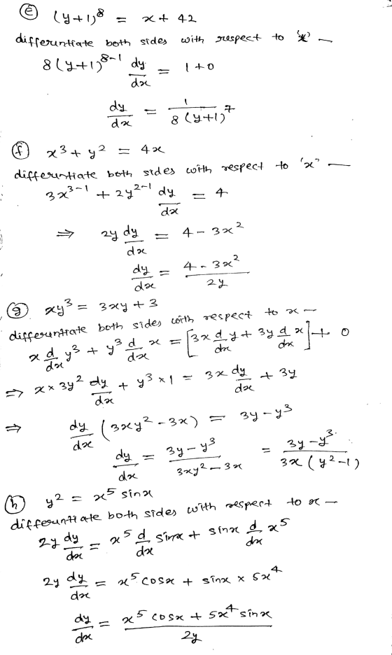 е at 42 with respect to ? (4+1,8 differuntiate both sides 8(4+181 dy dae Ito dy da ai 7 8 (4+12 23+ y2 2 나 4 3-1 differentiat
