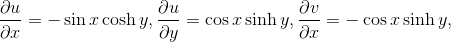 du = -sin cosh y, a = cos x sinh y, a = - cos z sinh y,