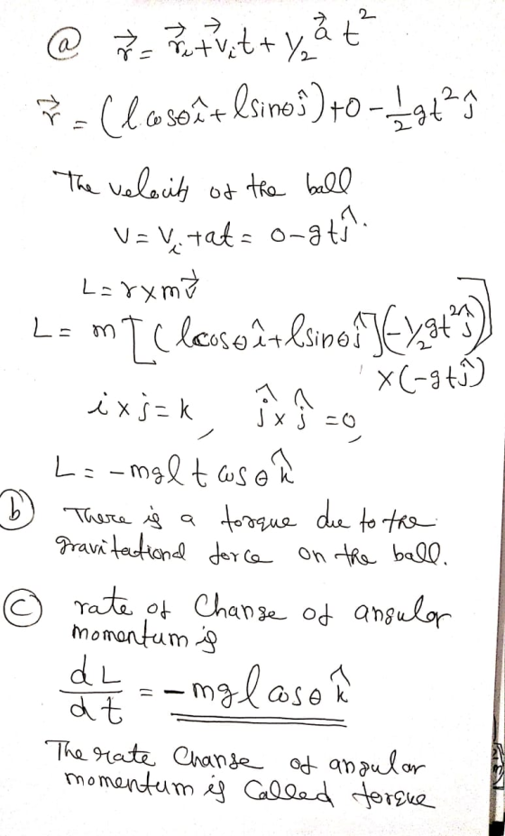 2 Sout @ Zrt vett ya ² - Clasoît lsinog) 0-47225 The velouts of the ball v=vrat= ongts Larami L= m1( cos 61+Cspof-y3+ ) . ixj