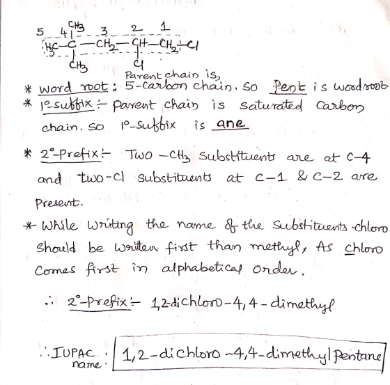 CH3 2 41 _3 -CH2CH-CHY Сs word oot: 5-Carloon chain. So Pent is woodat JosubbixParent chain is saturated Carbon Parent chain