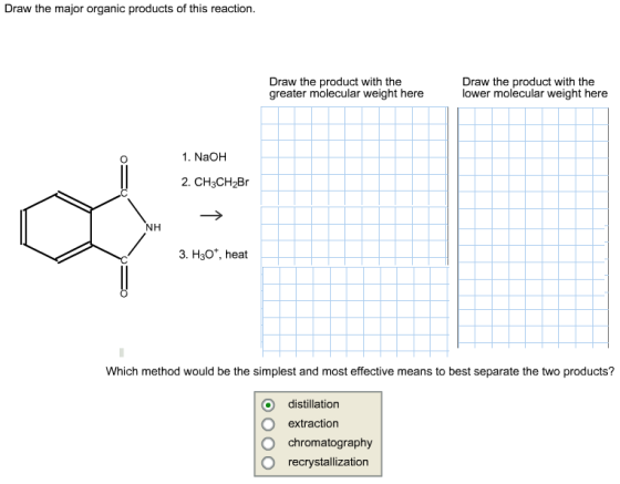 Image for Draw the major organic products of this reaction. Draw the product with the greater molecular weight here Draw