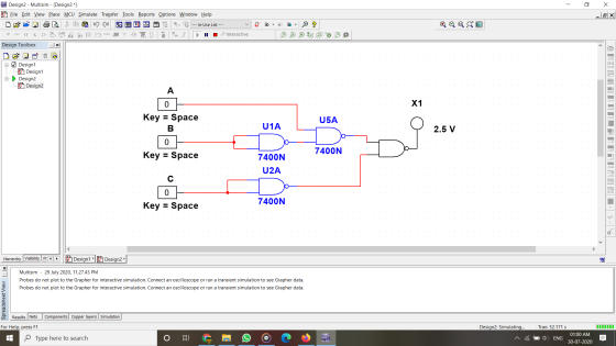 - Design2 - Multisim - [Design2 *] Eile Edit View Place MCU Simulate Transfer Tools Reports Options Window Help --- In-Use Li
