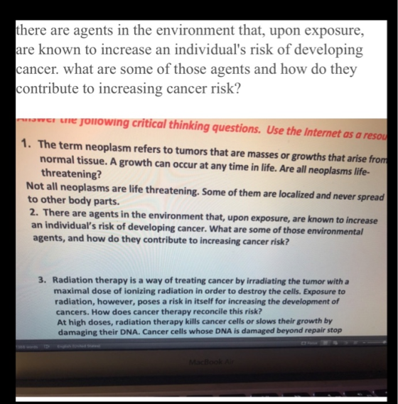 there are agents in the environment that, upon exposure, are known to increase an individuals risk of developing cancer. wha