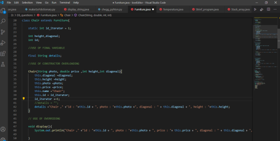 on.java А File Edit Selection View Go Run Terminal Help • Furniture.java - loveEditor - Visual Studio Code makeGoFdictionary.