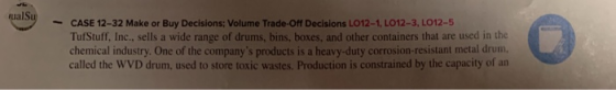 falsu - CASE 12-32 Make or Buy Decisions; Volume Trade-Off Decisions L012-1, L012-3, L012-5 TutStuff, Inc., sells a wide rang