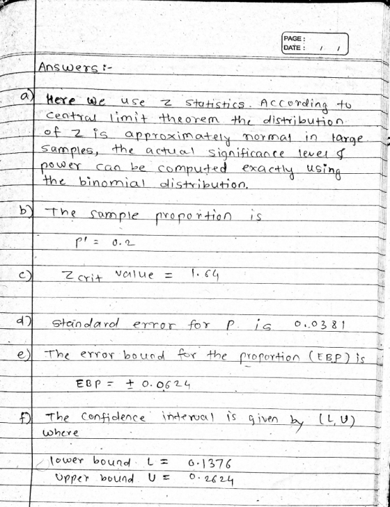 PAGE DATE I/ werS u S 乙S Cea ore distibution CA ΟΥΜ the actu c uuS r 0 2 d Stndarele el -The error bour, e rorortion E The Coniolence indra is given whcre / tower bound. 0.137 6 0.2 2.4 Upper bound U