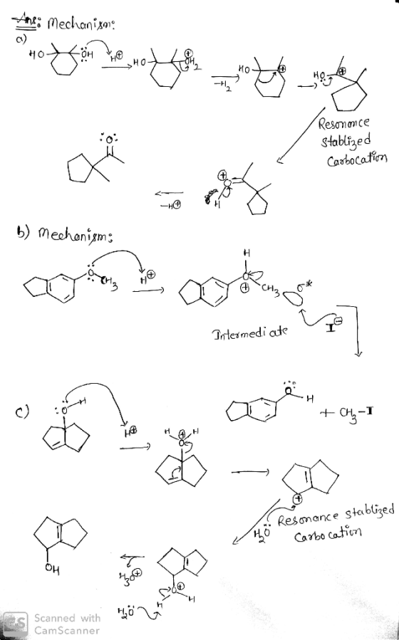 n: mechaniz HO HC но- ко Resomonce Stablized Caabocatin b) mechanim: H Tntermedi ade н C4- Resonance stabliged Carbo catin О4