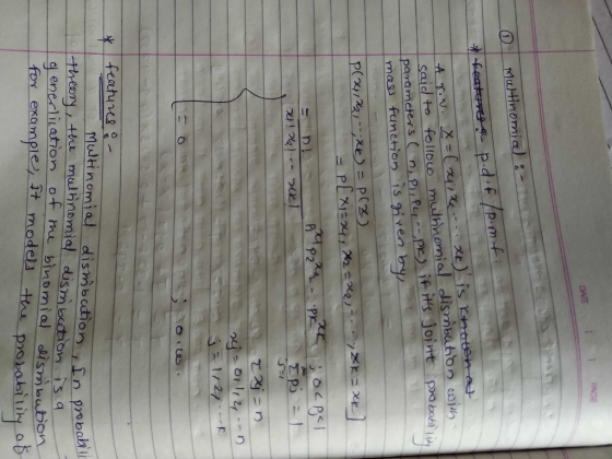 said to foliouo mwhnemial dis nbabon oy parameters (一nL-P1, PLL-.PE) İF HY Jo mass function is iven by p(X)/적,..ke)..p (3) Multi nomial diswibdionIn po babil of mu