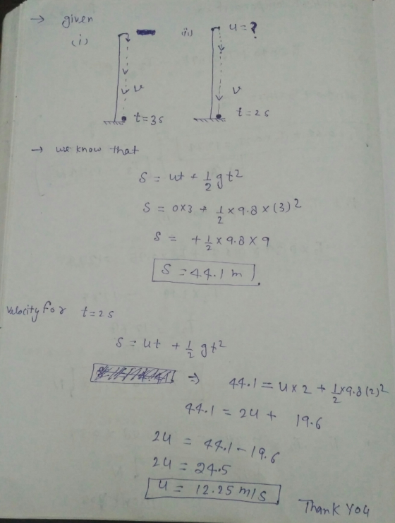 → , give n 니 2 2 Velocity f07 t=2s 2 441-2u 19.6 Thank Yo