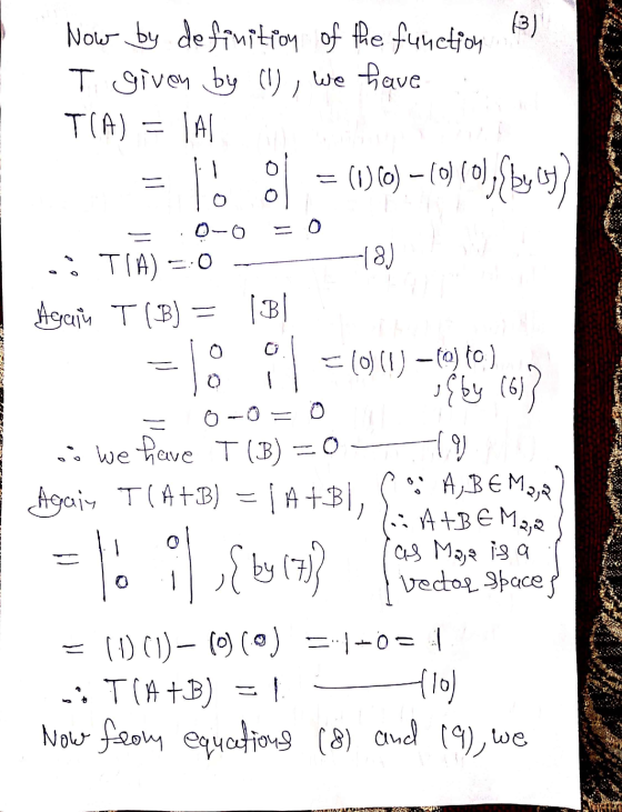 13) Now by definition of the function I given by (l), we have TIA) o = (1)0) – (0) (0),{by 07] AL T[ 1) = 0 -18) - Tỵ ) Agaj
