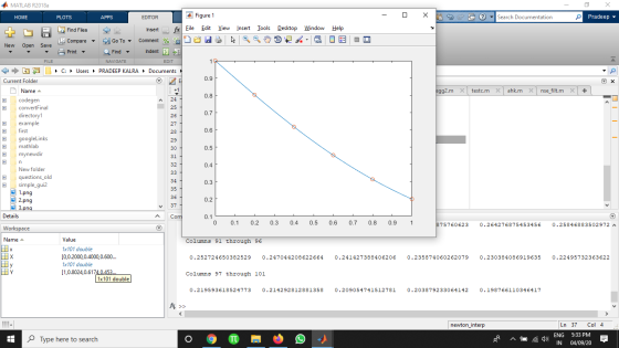 - A MATLAB R2018 HOME 5 x Pradeep - 0 X 56 Search Documentation E l View PLOTS Find Files 3 Compare - Print Figure 1 Eile Edi
