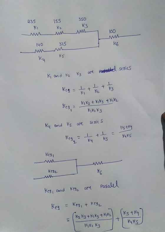 235 Ki 155 K₂ mu 350 K3 100 325 KG 140 w K5 Ky K, and K2 K₃ are patated series 1 Keg = t - - wat Keg, K2 K3 + kik3 t Kik2 KIK
