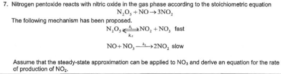 Nitrogen pentoxide reacts with nitric oxide in the