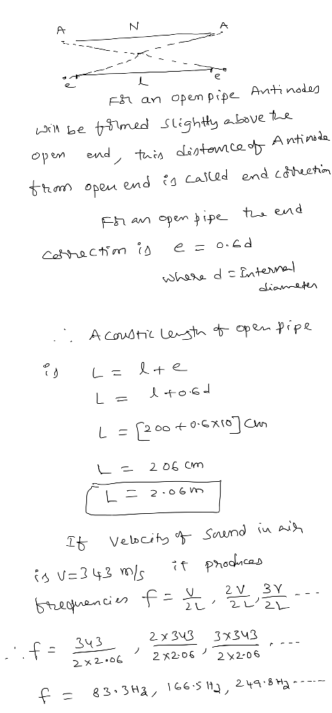 N In an open pipe Antinodes will be formed slightly above the open and this distance of Antinide from open and is called and