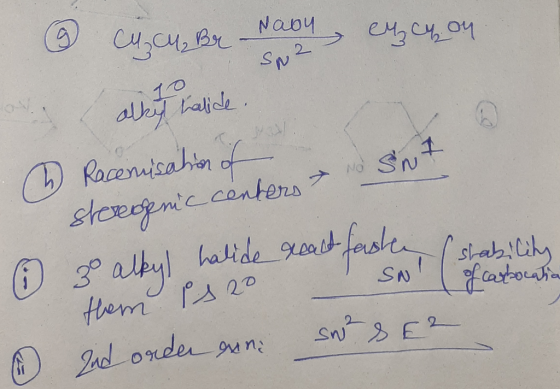 & eu cy on Cucu, Brna Naby M. Bere allt haide. 2 Racemisation of stereopnic centers > Sn 7 z alkyl halide react fast ca them