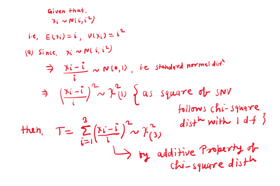 Given that, ارنا یہ نا* i-e, El+i)= i, vixi] = 12 (9) since xi ~ N(6, (2) = xi-i u N(0,1), ie standard normal ditt PR-i ja tv