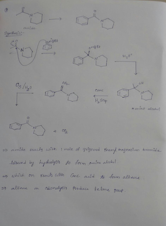 amide Synthesis bj 으 ,o CH US/H.o Comc AJ a mino altoho -felbased by hYdvoly to form.ornlns alcoho↑ reach aStn Con1 and右form alkene