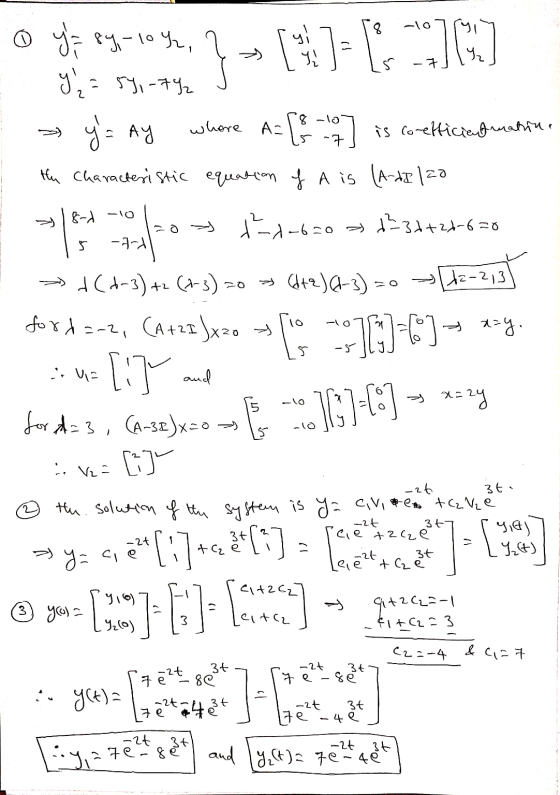 © ?> () G ya 8-1 ya 89, -10%, y = 59,-792 = AY where. As [S17] is coefficieuhrnutius the characteristic equation of A is (A-d