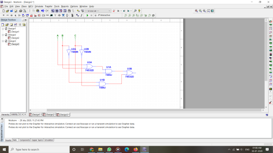 - X Design3 - Multisim - [Design3 *] Eile Edit View Place MCU Simulate Transfer Tools Reports Options Window Help -6X GA ---